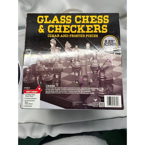 Etched Glass Chess and Checkers Set W/Glass Board. - Picture 3 of 6
